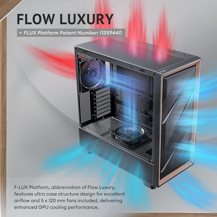 Корпус для ПК Antec GEH Flux SE Midi Tower чорний, для ігрових та офісних систем, вентиляція, роздрібна версія