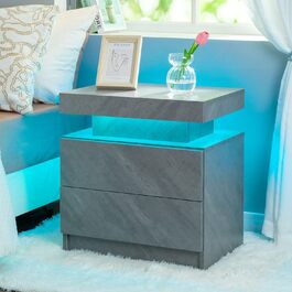 Cubehom LED тумба з підсвіткою, сучасна приліжкова тумба з 2 шухлядами для вітальні та спальні, чорне золото, 2 шт.