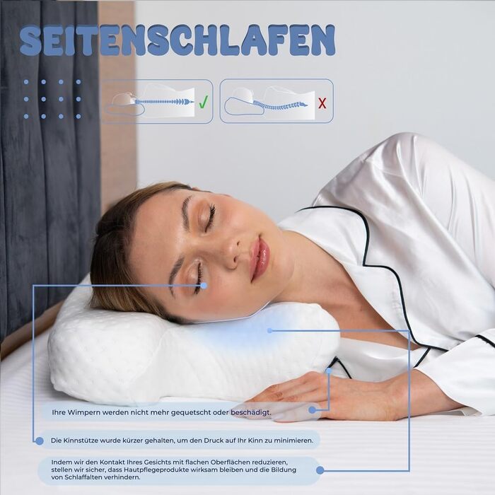 Ортопедична подушка Beauty Pillow з пам’яттю форми, проти зморшок, антивікова, для сну на боці та спині