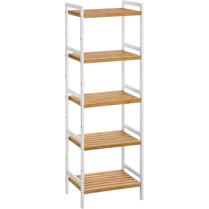 SONGMICS Regal Bambus - Поличкова стійка з бамбука, 5 ярусів, 31.5 x 45 x 142 см, для ванної, кухні, вітальні, спальні, балкону