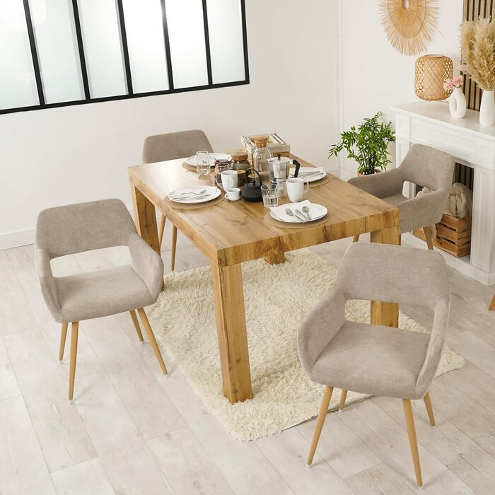 Крісла для їдальні та кухні Cosy 2 шт. з м'яким сидінням, металевим каркасом, бежевого кольору, 56x56x78 см