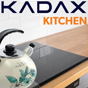 Чайник KADAX з нержавіючої сталі 2.2 л, емальований, ретро з свистком, для індукції та газової плити, зелений з квітами
