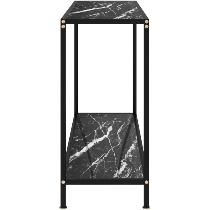 Консольний стіл vidaXL чорний і білий 100x35x75 см, загартоване скло і сталь, для коридору, гостьової, вітальні, декоративний туалетний столик