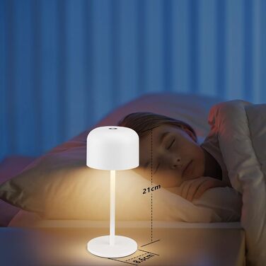 Klighten набір з 2 шт. бездротових LED настільних ламп, диміруємі, IP54, 3000-6000K, сенсорне керування, USB-C, для дому та вулиці, висота 21 см, білий колір