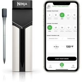 Бездротовий термометр для м'яса Ninja ProChef: для приготування на грилі, в духовці та на відкритому повітрі. Bluetooth, 50 м, 30 год, App-підключення, термостійкий