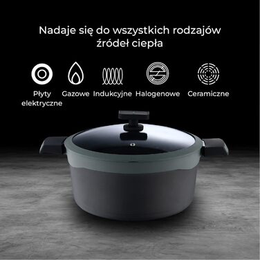 Набір посуду MasterPRO Gastro Reeco, 14 предметів: сковорідки 20/24/28 см, каструлі 20/24/28 см, сотейник 16 см з кришкою, литий перероблений алюміній, антипригарне покриття Heatdot