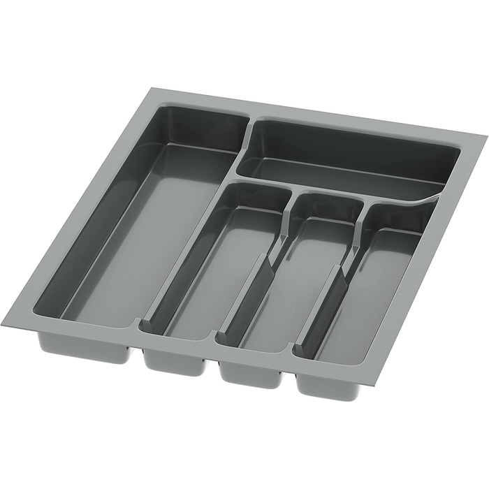 Лоток для столових приборів Sossai Divio 33x43 см, 5 відділень, антрацит, для шухляд 40 см, підрізний органайзер