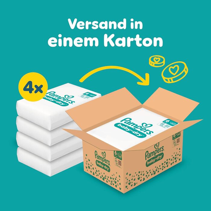 Підгузки Pampers Baby-Dry розмір 8 (17 кг+), пачка 120 шт, на застібках