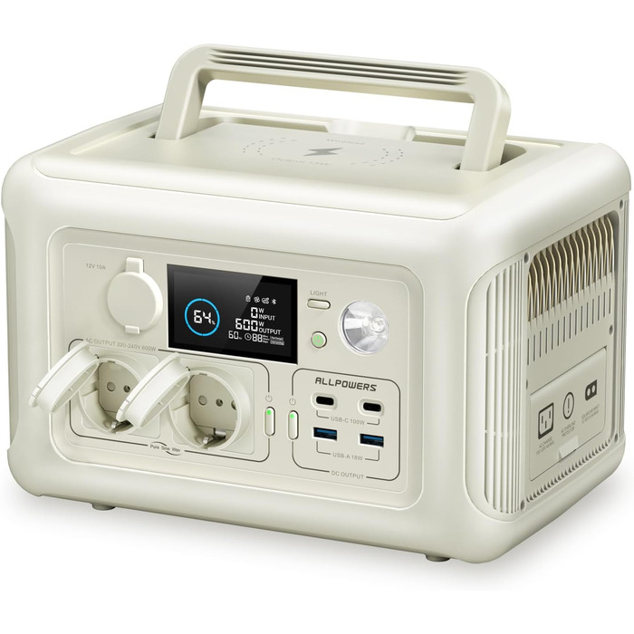 Портативна електростанція ALLPOWERS R600, ємність 299 Wh, номінальна потужність 600 W, пікова потужність 1200 W