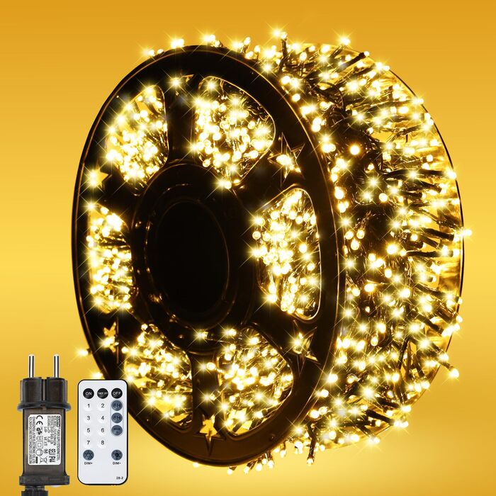 Світлодіодна гірлянда MAGGIFT Cluster 20м, 1000 LED, теплий білий колір, водонепроникна для вулиці та дому, з пультом, таймером та 8 режимами освітлення