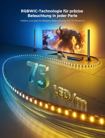 Комплект Govee HDMI 2.1 Sync Box 2 з LED-підсвіткою та Lightbar, AI синхронізація, підтримка 8K@60Hz, 4K@144Hz, VRR, ALLM, Matter та Alexa, підсвітка для моніторів 27-34 дюйми