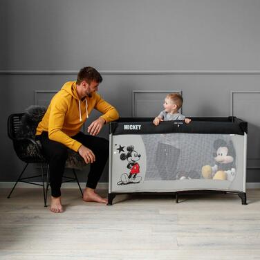 Дитяче ліжко-манежа Hauck Dream N Play з матрацом 120x60 см, з переносною сумкою та складним дном (Mickey Sterne)