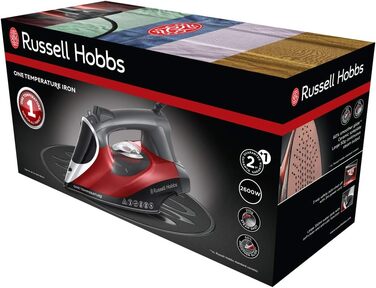 Праска парова Russell Hobbs 25090-56 з кераміко-турмаліновою підошвою, 2600 Вт, функція самоочищення, антикальк, регульована температура для всіх тканин