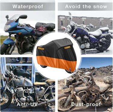 Мотоциклетний чохол водонепроникний 210D Oxford для Harley-Davidson, Honda, Suzuki, Kawasaki, Yamaha, антипиловий, захист від подряпин, для вулиці, 2XL (245×105×125 см), помаранчевий