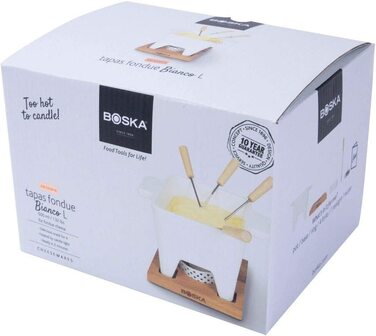 Фондю Boska Tapas Bianco L - для сиру та соусів, 600 мл - з підставкою та свічкою, для мікрохвильової печі та посудомийної машини