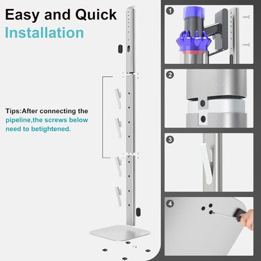 Стійка для пилососа Dyson Gen5 V15s/V15/V12/V11/V10/V8/V7/V6 – підставка для зберігання та організації, срібляста