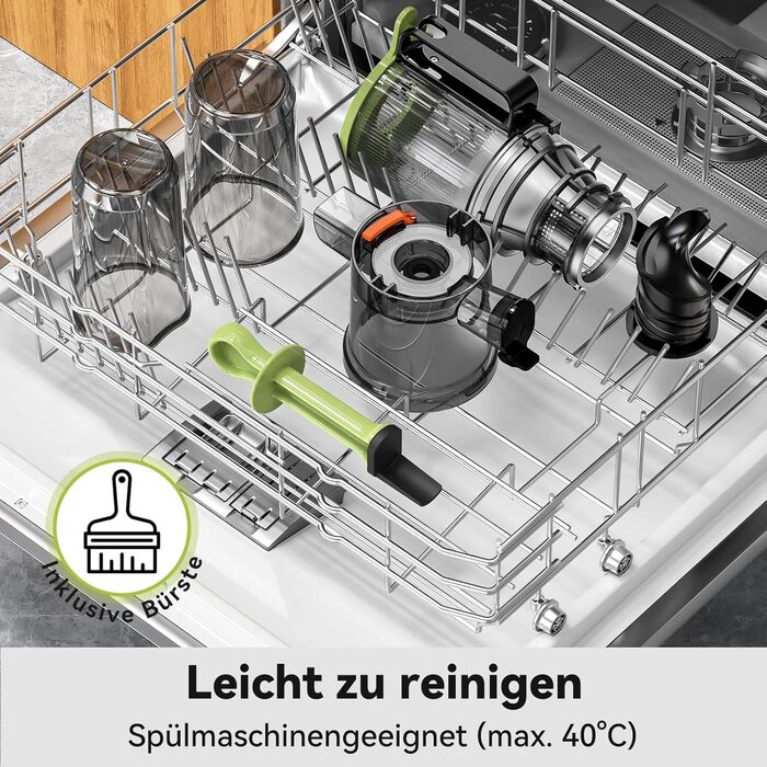 LINKChef Швидковичавник Slow Juicer: холодний віджим, для овочів та фруктів, легко миється, BPA Free, 200W (зелений)