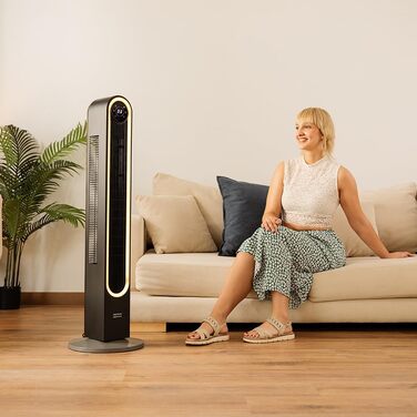 Вентилятор вежа Cecotec EnergySilence 9090 Skyline Ionic 119 см, 45 Вт, з іонізатором, LED сенсорним екраном, пультом ДУ, 3 режими, таймер 12 год, коливання 70°, чорний