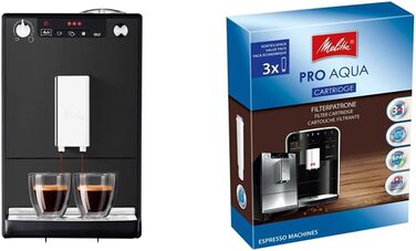 Кавова машина Melitta Solo E950-444, матова чорна, з фільтрами Pro Aqua (3 шт.), захист від накипу, просте обслуговування