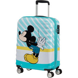 Дитяча валіза American Tourister Wavebreaker Disney Mickey Blue Kiss 55 см 36 л, багатобарвна, жорсткий чемодан на колесах, спінер для дітей