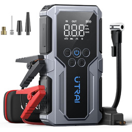 Пусковий пристрій UTRAI Jump Starter 4500A 15000mAh з компресором для авто, бустер для двигунів до 8.5L бензин / 6.5L дизель, швидка зарядка 18W та ліхтариком