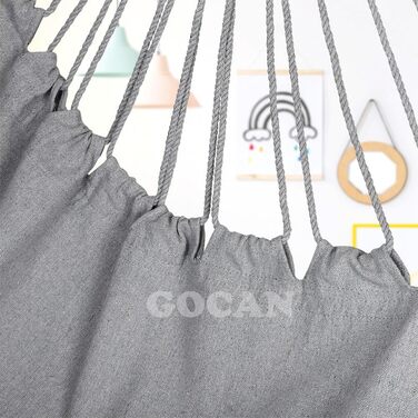 Підвісне крісло-гамак GOCAN, 110x150 см, бавовна, металевий каркас, сіра гойдалка, вантажопідйомність 150 кг