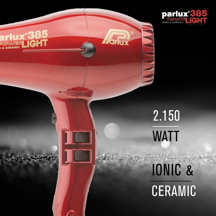 Фен Parlux 385 Power Light Ionic & Ceramic, червоний, професійний