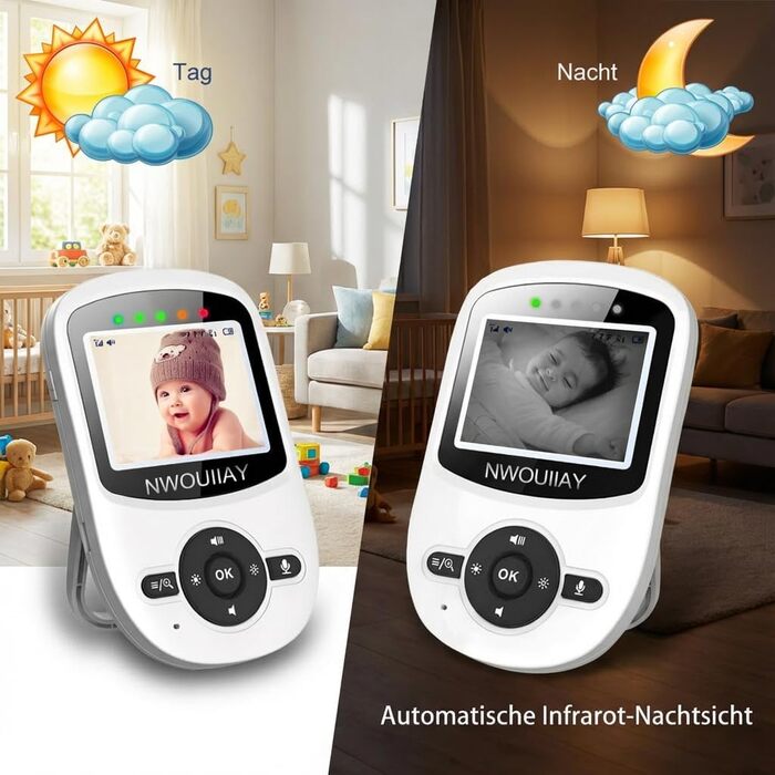 Відеоняня Baby Phone з 3.2-дюймовим LCD-дисплеєм, HD цифрова камера з нічним баченням, двосторонній аудіозв'язок, 2.4 GHz