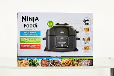 Мультиварка Ninja Foodi 6 л, 7-в-1: скороварка, аерофритюрниця, повільне приготування, гриль, OP300EU, сталь/чорний