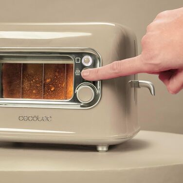 Тостер Cecotec RetroVision вертикальний, 2 слоти, 700 Вт, бежевий ретро-дизайн з автоматичним вимиканням