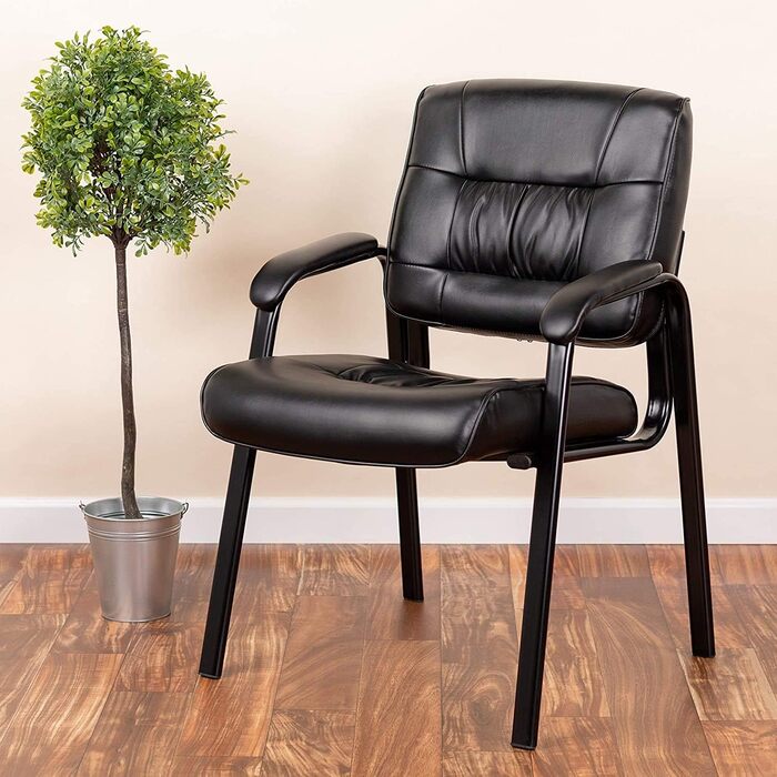 Крісло-табурет Haeger Flash Furniture з шкіри, з порошковим покриттям каркасу кольору титанового сірого, чорне