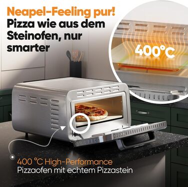 Електрична піч для піци ProfiCook PC PO 1323 з піцельним каменем, до 400°C, з лопаткою для піци