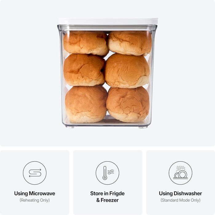 Герметичний контейнер для зберігання продуктів VAKUEN Premium Smart One-Click Seal, з подвійним силіконовим ущільненням, для мікрохвильової печі та морозильної камери (OT-50S SINGLE)