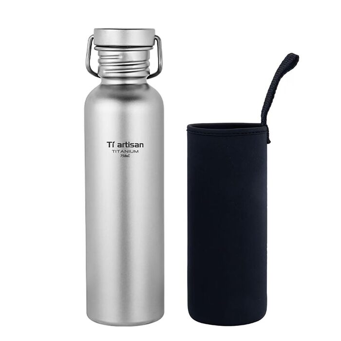 Титанова пляшка для води Ti Artisan Titan-Trinkflasche 750 мл: спортивна, легка, герметична для кемпінгу, хайкінгу, велоспорту