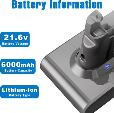 Оновлений акумулятор 6,0Ah для Dyson V6, Li-ion, сумісний з DC62/DC58/DC59/DC61/DC72/DC74/SV03/SV05/SV06/SV07/SV09, акумулятор для бездротового пилососа Dyson V6