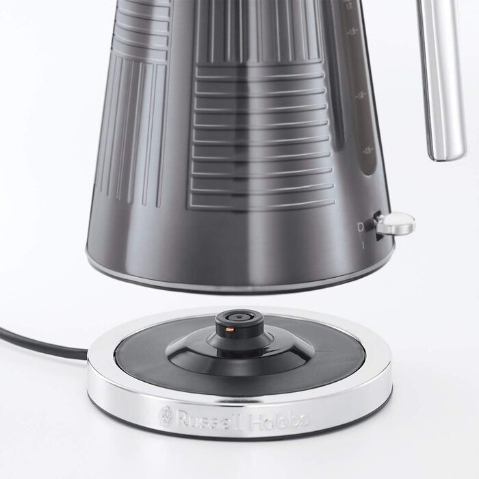 Тостер Russell Hobbs Geo Edelstahl Grau на 2 тости, нержавіюча сталь, сірий. Широкі слоти, підставка для булочок, 6 режимів, розморожування, підігрів, швидкий нагрів 1640 Вт