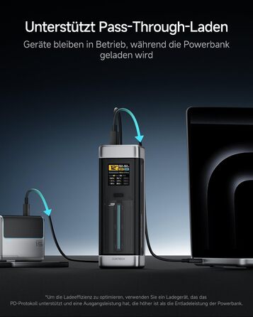 Power Bank CUKTECH 20: 25000mAh, 140W, PD3.1, 3 порти, Digital Display, USB-C для MacBook, Xiaomi, Galaxy, iPhone