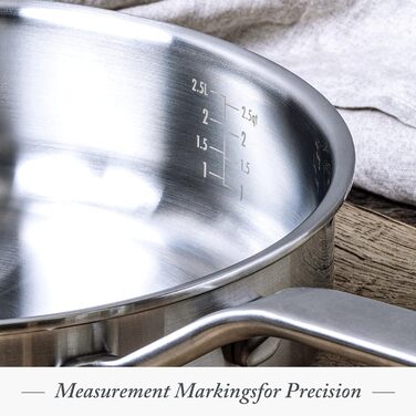 Набір посуду Merten & Storck Tri-Ply 8-Piece Cookware Set, нержавіюча сталь, індукційне дно, склокришки, придатний для духовки та посудомийної машини, сріблястий