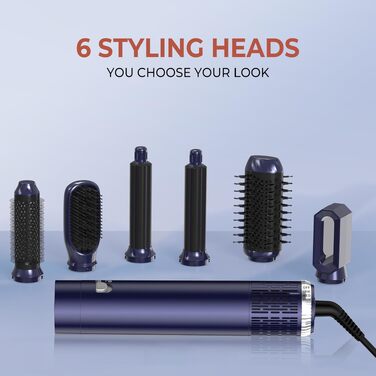 UKLISS Hairstyler 6 в 1: Фен-щітка, плойка, гребінець для укладки волосся 1000 Вт - Білий (Синій)