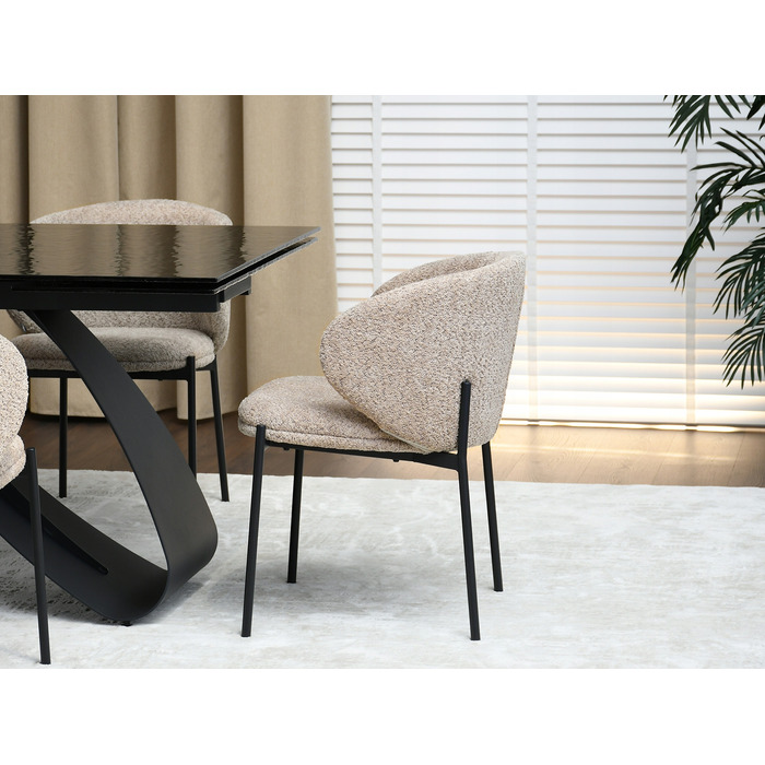 Стілець Mebel-Partner, тканина букле, темно-бежевий, на чорній основі