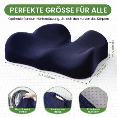 Подушка для сидіння з піни Memory Foam A-Pce: ортопедична подушка для офісного крісла, дому та авто (синя)