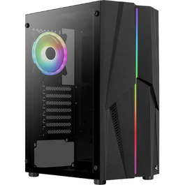 Корпус для ПК Aerocool Mecha ARGB Mid Tower з загартованим склом, ARGB вентилятором 12 см, USB 3.0, підтримкою ATX/Micro-ATX/Mini-ATX, чорний, ігровий