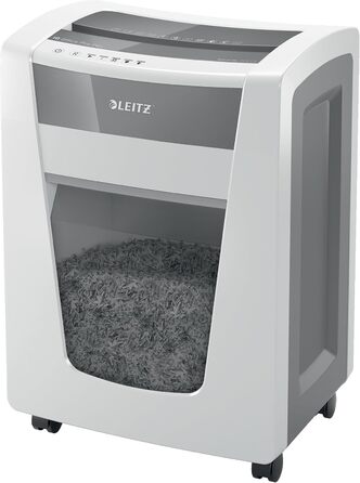 Шредер Leitz IQ Office P5 Mikroschnitt: надійний офісний шредер для безпечного знищення документів, білий, сертифікований TÜV+GS, 2 години роботи, 23L контейнер
