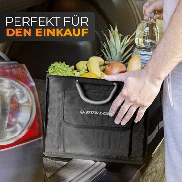 Органайзер у багажник автомобіля Dunlop: складаний міцний бокс для авто з ліхтариком, чорний