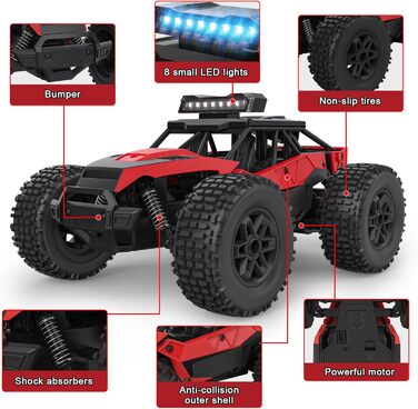 Радіокерований позашляховик Monster Truck для дітей та хлопчиків 6-12 років, чорний, 2.4GHz пульт, подарунок