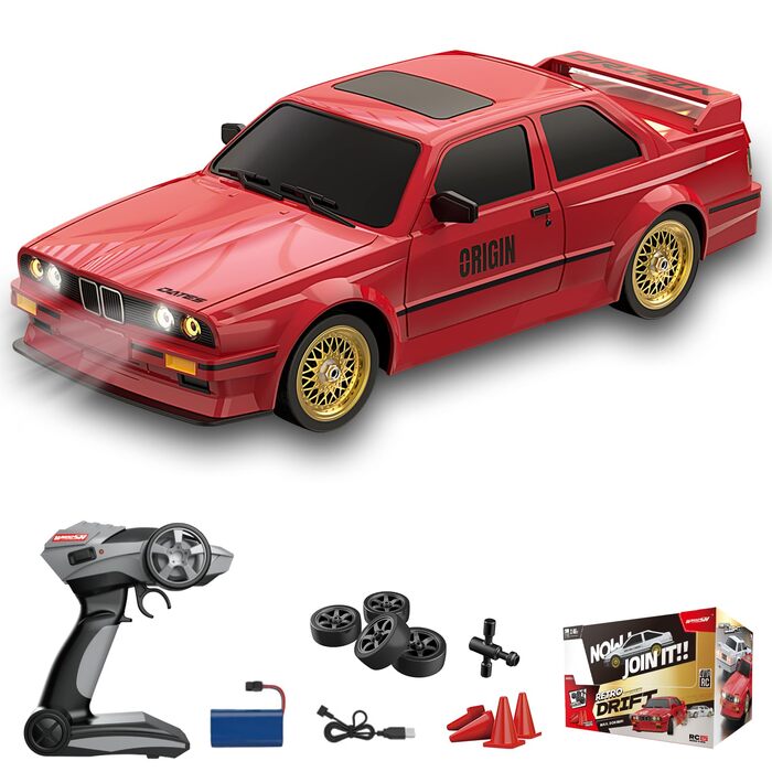 RC Дрифт-кар Drift Auto 1:16 2.4GHz 4WD, червоний, зі світлодіодами, радіокерування, акумулятор у комплекті