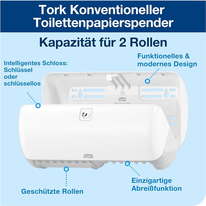 Диспенсер для туалетного паперу Tork 557000 T4 білий, для малих рулонів, гігієнічний, Elevation Design