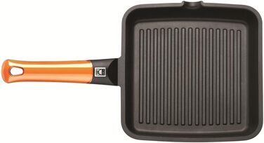 Гриль-сковорода BRA Efficient Orange 22 см, алюмінієва з антипригарним покриттям Platinum Plus, для індукції