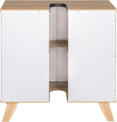 Шафа під умивальник EUGAD, білий/натуральний, 60x30x60 см, сучасний дизайн, з 2 дверцятами для ванної кімнати