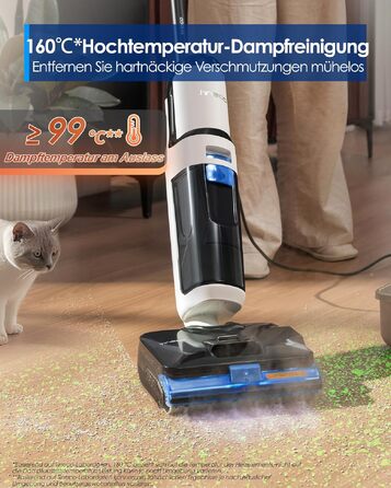 Tineco Floor One S6 Stretch Steam: Волого-сухий пилосос для твердих підлог з функцією пари, 22000 Па, Anti-Tangle, Flashdry 85°C, 50 хв роботи, для шерсті тварин